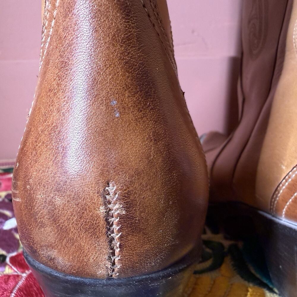 Vintage Stetson Casey Tan Leather Cowboy Boots Womens 9B Made In Brazil Western - Picture 6 of 11